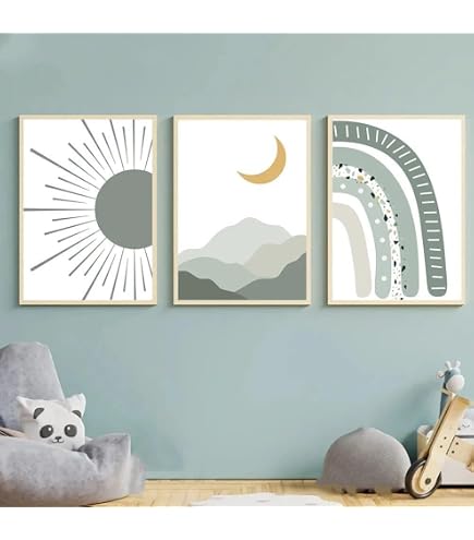 Set 6 Posters Chambre Bébé Youihom - Arc-en-ciel Nuage - 21x30cm - Style Boho