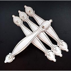 10X Poignées et boutons de tiroir Cuisine Armoire Porte Poignées Placard Tiroir Chambre Meubles Tirer Entraxe 96mm, Surface peinte en blanc avec ligne dorée