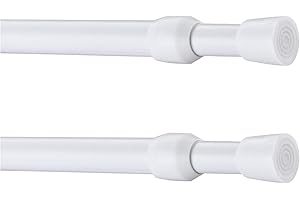 FIDGET PACK 2 barras telescópicas para sujetar cortinas, sin necesidad de taladrar, barra de cortina extensible para armario, color blanco (30-50 cm de diámetro, 13 mm)
