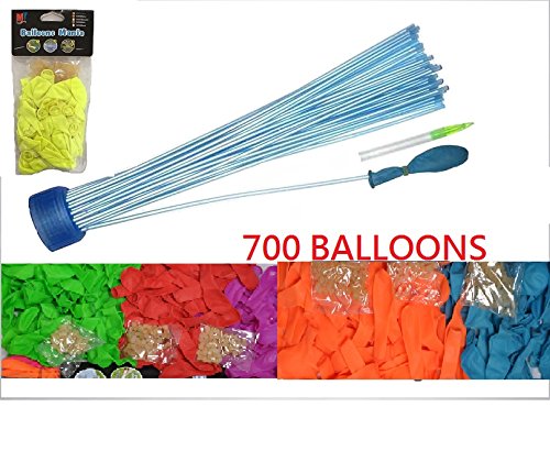 Preisvergleich Produktbild Luftballons / Wasserballons, 700 Ballons, 700 Gummibänder und 6 Spitzen zum Befestigen der Ballons 6Colores