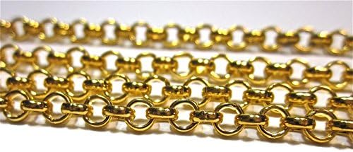Geralin Gioielli Link Chain 100 cm Jasseronkette 3.2 mm Pea Rolo Chain Necklace Gold