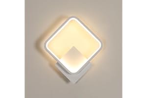 Osairous Lampara de Pared, 17W 1912LM Aplique Pared Interior LED Cuadrado Moderna, Luz de Pared in Acrílico para Dormitorio, Estudio, Comedor, Pasillo, Escalera, Luz cálida 3000K, Blanco