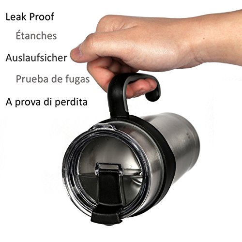 Onebttl Woda 20oz Doppelwandiger, Isolierbecher Edelstahlbecher Trinkflaschen Thermobecher + einfach zu greifendem Henkel + Flip-Top auslaufsicher Deckel + Edelstahl Trinkhalm - 2