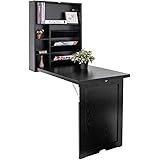 Tavolo Pieghevole Da Parete HOMCOM - Con Scaffali E Lavagnetta - 60x94.5x147 Cm - Salvaspazio Per Piccoli Ambienti - Foto 10