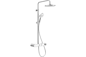 Duravit System prysznicowy, oszczędzający wodę system prysznicowy, głowica prysznicowa z 3 rodzajami strumienia (Rain, Pulse, Mono), regulowany kąt, łatwy w czyszczeniu, system prysznicowy z