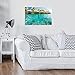 Produktbild FORWALL Glasuhr Wanduhr Uhr Bilduhr Malediven - Häuser und Ozean Glass Picture Wall Clock Blatt G3 (60cm. x 40cm.) AMFCGB10228G3 Tropen Exotisch Malediven Urlaub Strand See Meer