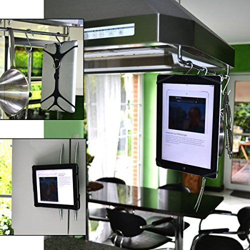 REALflex-Strap PAD; Halterung / Handhalterung für iPad-, Tablet-, E-Book-Reader-, Amazon Kindle-Halterung/-Adapter; multifunktionaler und mega robuster Universaladapter aus Gummi. Halterung für alle derartigen Gerätetypen in Küche, Bad, Werkstatt und Freizeit. STRETCH – STAND AND FIX IT! - 2