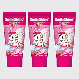 SmiloShine Unicorn Gel Toothpaste for Kids - Strawberry Flavor - Pack of 3