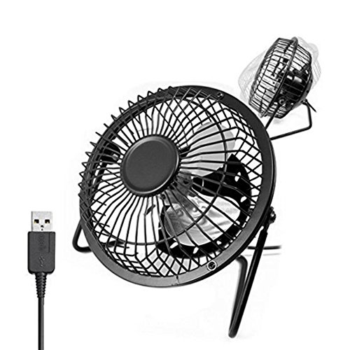 4 Zoll Mini Fan Tragbarer Metall-Lüfter, Ruhiger Persönlicher Mini Tischventilator, Mini USB Ventilator desktop Lüfter Neigbar Für Den Schreibtisch Klein, Kompakt Und Kraftvoll, Mit An/Ausschalter - schwarz