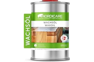 Nordicare Hard Wax Oil - Colourless Wood Finish - Wax Oil for Various Woods (Walnut, Oak, Mahogany, Dark Teak, Cherry) - Made in Denmark (1 L)