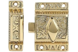 A29 1 Stück Schrankriegel aus massivem Messing, Verriegelung für Schranktür, Küchentür, Windsor-Design, handgefertigt, poliert, lackiert, Antik-Schrankriegel