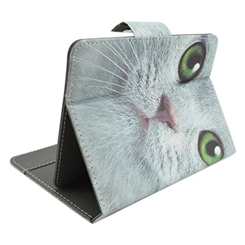 SZHTSWU Universal 7 Zoll Kunstleder Tablette Hülle, Magnetverschluss Farbmalerei Serie PU Leder Tasche Schutzhülle Flip Case Ledertasche mit Standfunktion für Alle 7″ Zoll (Bildschirmgröße 6,5 Zoll – 7 Zoll) Tablet-PC, iPad -z.B. Apple, Samsung, Huawei, Sony, Acer, Asus, Lenovo, Amazon (Weiß Katze-05) - 5