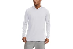 KEFITEVD Camisetas con Capucha de Manga Larga con Protección UV para Hombres UPF 50+ Camisetas con Protección Solar Camisas Ligeras de Safari de Senderismo