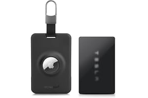 PROfezzion Bezpieczne etui na karty Tesla z gniazdem na AirTag, trwałe plastikowe etui na klucze do modelu 3 Y S X, akcesoria z folią ochronną zapobiegającą zarysowaniom i pierścieniami do kluczy