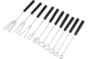 Raguso Chocolate Dipping Fork,10Pcs Stainless Steel DIY Baking Supplies Chocolate Dipping Fork Set Bakeware Accessories Fondant Kitchen Home Cake Decoration Long Handle
