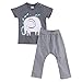 Baby Boys Short Sleeve Elephant T-Shirt and Striped Pants Outfit