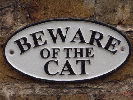 BEWARE OF CAT - Small Cast Iron Sign