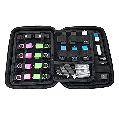 Ropch Zubehör Tasche Kabel USB Sticks Aufbewahrungstasche Organizer Speicherkarten Festplatten Schutzhülle Elektronik Reisetasche für Energien Bank SD Karten USB Sticks Tragetasche – Schwarz - 2