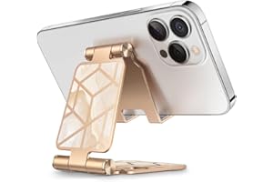 i-Blason Składany, regulowany uchwyt na telefon komórkowy z aluminium dokującego, kompatybilny dla smartfonów (złoty)
