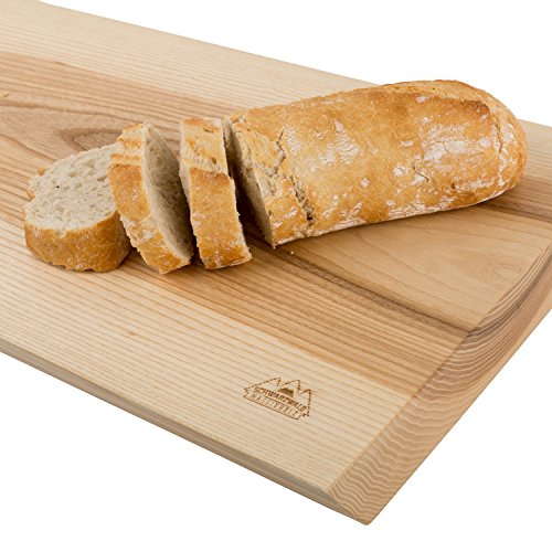 Schwarzwald Massivholz Schneidebrett JAMIE XL 50 cm, Esche mit natürlicher Baumkante - 5