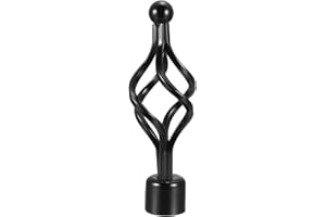 sourcing map Curtain Rod Finials Iron Cap End for 28mm Drapery Pole Black 150mm X 56mm
