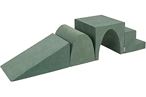 KiddyMoon Aire De Jeux Velours Mousse Pente L/Colline/Tunnel/Marché, Vert Forêt,Multi-Taille