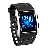 MODIWEN Herren Multifunctional Digital Armbanduhr mit Gummiband