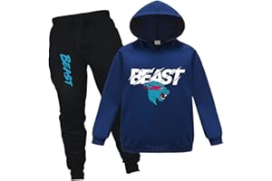 Forlcool Famoso logotipo de YouTube Gamer Ripped Lightning Cat impreso sudadera con capucha y pantalones 2 piezas/conjunto de pantalones y top chándal para niños y niñas de 3 a 13 años
