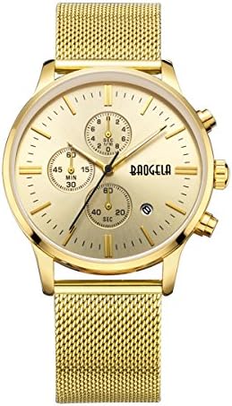 Watches Men Luxury Gold Stainless Steel Mesh Milan Bracelet Quartz Analog Male Wristwatch Chronograph Date Waterproof
