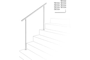 Ikodm Corrimano in acciaio inox, ringhiera per scale, 100 cm, senza barre trasversali, con accessori, per scale, interni, balcone, ingresso di casa