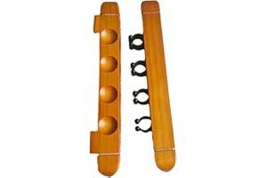 CWOQOCW 1 par de soportes para tacos de billar, soporte de pared para colgar en la pared, 4 ranuras, soporte de madera para billar, accesorios para escuelas, hogar, clubes, negro, rojo, amarillo