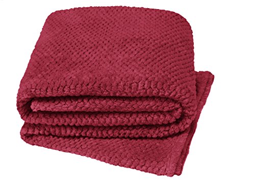 Throw soft & cosy teddy popcorn suitable for bed, chair or sofa (125x150, Red)