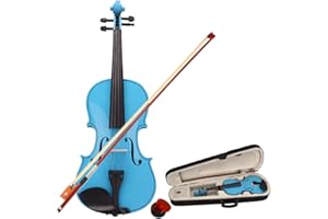 Bonnlo Full Size 4/4 Acoustic Violin, Case Bow Rosin Strings for Adults & Beginners & Teen Kids 11+, Blue