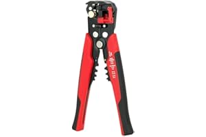 LSLANSOON 1110 3 in 1 Self-Adjusting Wire Stripper Cutter, Wire Crimping Tool Wire Pliers for Wire Stripping, Cutting, Crimping 10-24 AWG (0.2-6.0mm Square) (Red)