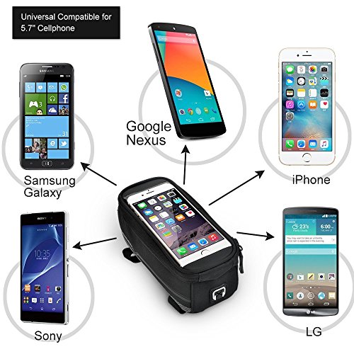 [Update Version] ieGeek Frame Bag lenkertasche Rahmentasche Fahrradtasche mit Handy-Platz für Iphone 7 7 Plus 6 Plus 6S 6 5S 5SE SAMSUNG Galaxy S7 edge S6 edge Galaxy NOTO5 NOTO4 und andere Telefon von klein als 5,7inch 1,9L - 2