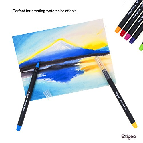 Ezigoo Brush Pen Set – 10 Farben – Pinselmarkierungen mit weichem flexiblen realen Pinselspitze schaffen Aquarell Effekt - 6