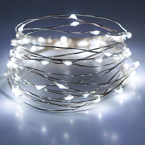 20 Bright White LED Micro Silver Wire Indoor Battery Operated Fairy String Lights Perfect For Christmas, Crafts Or Weddings