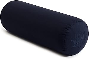 Yoga Studio Organic Buckwheat Lotus Bolster - 23cm x 61cm, Cotton Bolster Meditation Pillow with YKK Zipped Fastening
