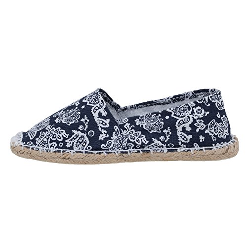 Japanwelt Paisley Muster Espadrilles Classic Canvas Damen und Herren Blau Weiß Größe 37 - 3