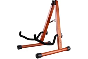 HilerPunk Gitarrenständer,Akustik aus Massivholz,Klassischer E-Gitarrenständer,A-Rahmen klappbarer Bassgitarrenständer,Gitarrenzubehör,Kompatibel mit Cello,Mandoline,Bass