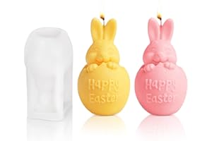 Minicoco Easter Bunny Candle Moulds Silicone Moulds Non-Stick Candle Mould for Candle Making Silicone Mould Candle Making Moulds for Easter Party Supplies Decorations and Easter Gifts