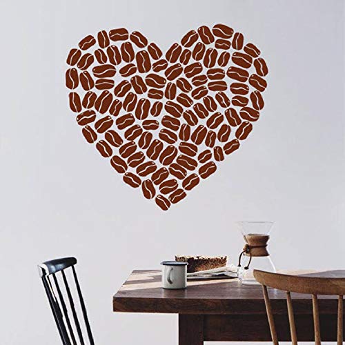 JXWH 57x61 cm kaffeebohnen Herz Wand Applikation Pause Cafe Restaurant innenarchitektur wandvinyl wandaufkleber fensterglas Applikation Kunst