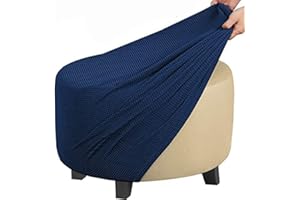 Acdler Runde Stretch-Ottomanenbezug, Mit Elastischer Unterseite Fußhocker-Überzug Fußhocker-Überzug, Luxuriöser Samt-Pouf-Überzug Für Wohnzimmer (Color : A22, Size : 50-58CM)