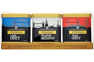 Twinings - Coffret Thés en Vrac - Collection London Skyline (3 Boîtes de 100 g) : English Breakfast, Earl Grey et Lady Grey - Intense et Délicat
