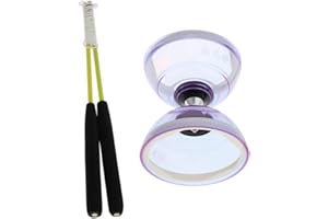 predolo Diabolo Unique à 3 Roulements avec Bâtons et Ficelle, Jouet de Balle en Caoutchouc, Jouets de Coordination œil-Main pour Enfants, 5 Couleurs Au C, Violet