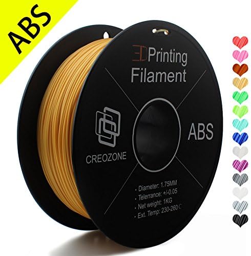 CREOZONE 3D Printer ABS Filament 1.75mm 1kg; Dimensional Accuracy +/- 0.03mm; 3D Printing Materials 3D Printing Supplies (Golden)