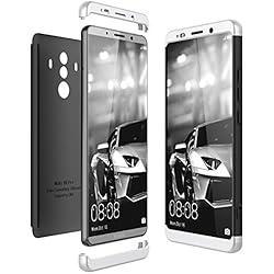 CE-Link Funda Huawei Mate 10 Pro Carcasa Fundas para Huawei Mate 10 Pro 360 3 en 1 Desmontable Ultra-Delgado Anti-Arañazos Case Protectora - Plata + Negro