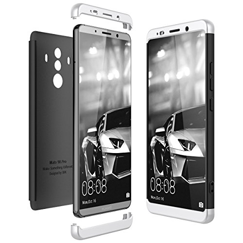 CE-Link Funda Huawei Mate 10 Pro Carcasa Fundas para Huawei Mate 10 Pro 360 3 en 1 Desmontable Ultra-Delgado Anti-Arañazos Case Protectora - Plata + Negro
