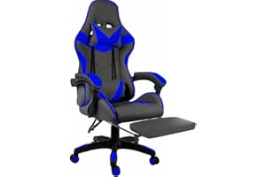 ARREDITALY Sedia Gaming Poltrona Ufficio Scrivania Casa PC Stile Racing Girevole Ergonomica In Ecopelle Con Rotelle Cuscino Supporto Lombare Poggiatesta Poggiapiedi Braccioli Altezza Regolabile (Nero e Blue)