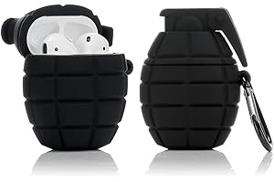 LEWOTE Airpods Silicone Case Funny Cover Compatible for Apple Airpods 1&2[Cool Play Series] (Black Grenade)